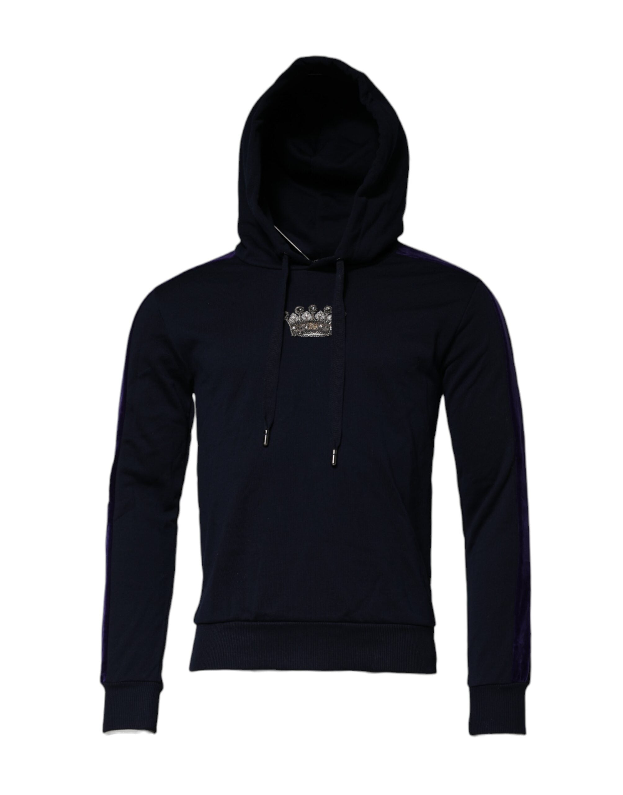 Sweat à capuche en coton noir Dolce & Gabbana avec motif couronne, style décontracté et élégant.