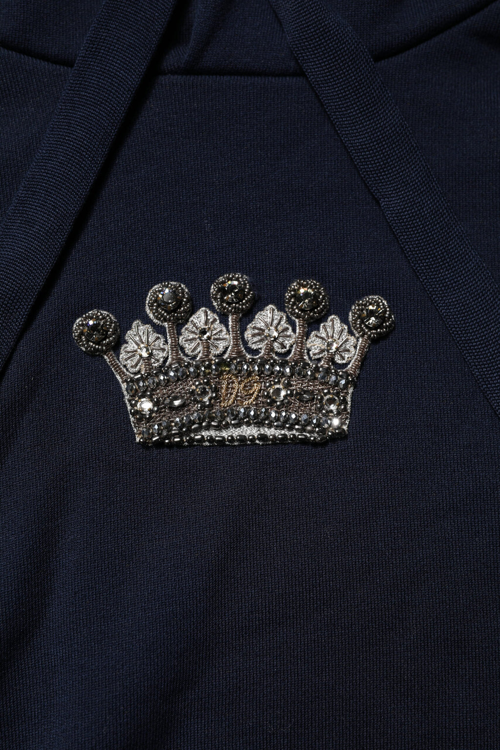 Sweat à capuche noir Dolce & Gabbana en coton avec logo couronne, style décontracté et élégant.