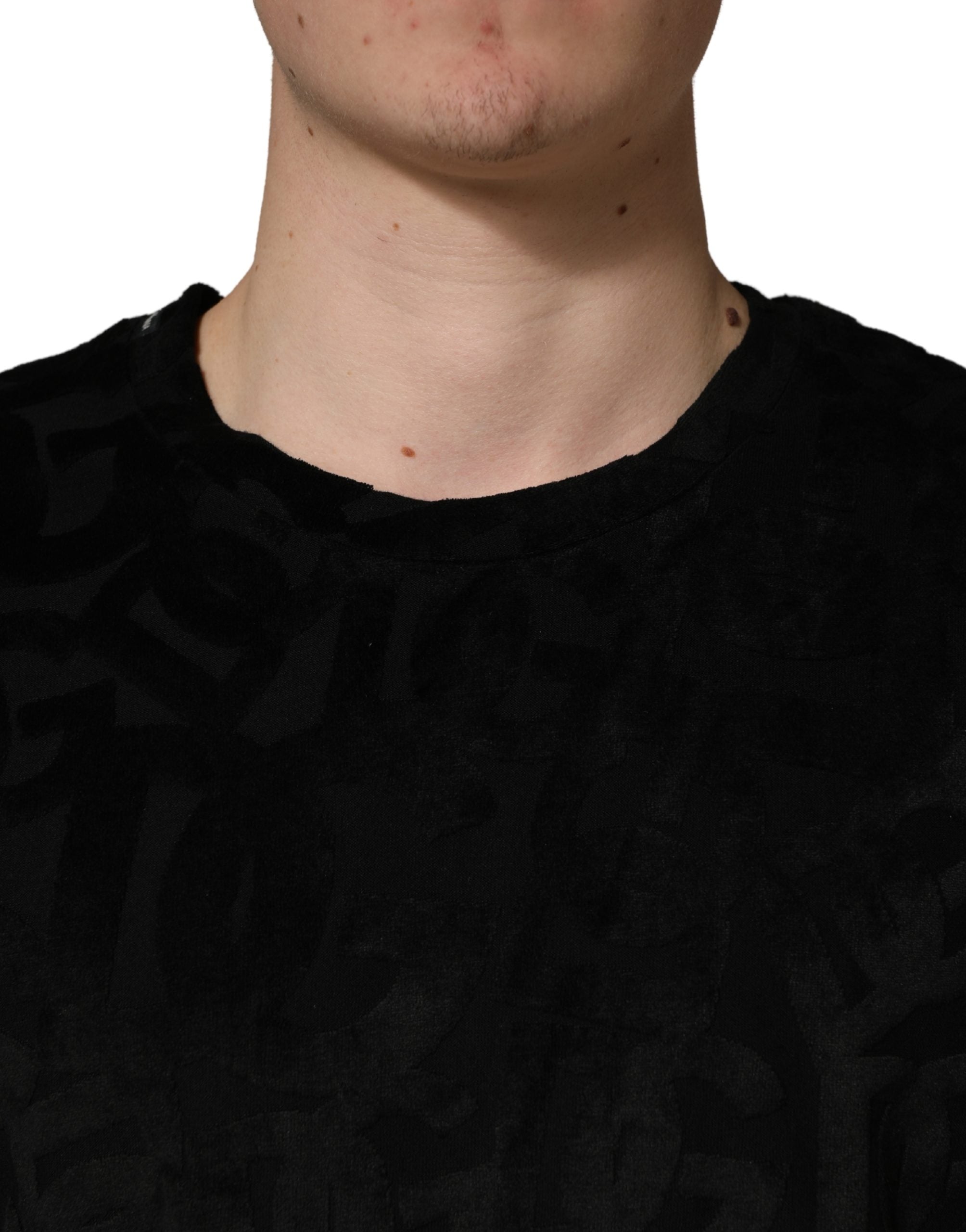 T-shirt casual noir Dolce & Gabbana DG Mania avec logo imprimé, tissu confortable et style décontracté.
