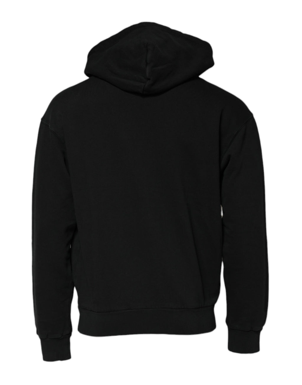 Sweat à capuche homme Dolce & Gabbana noir avec logo, fermeture éclair pleine longueur, tissu confortable et style décontracté.