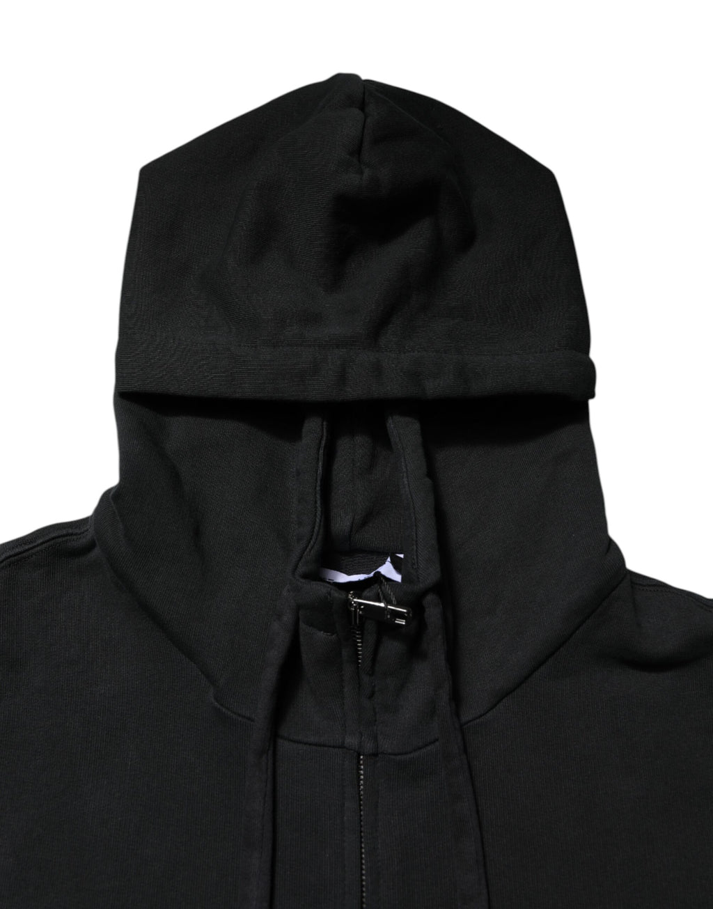 Sweat à capuche homme Dolce & Gabbana noir avec logo, fermeture éclair complète, style décontracté et moderne.