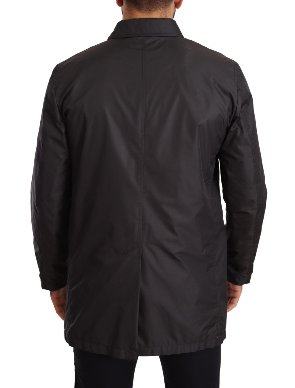 Manteau trench pour homme Dolce & Gabbana en polyester noir, veste élégante et sophistiquée.