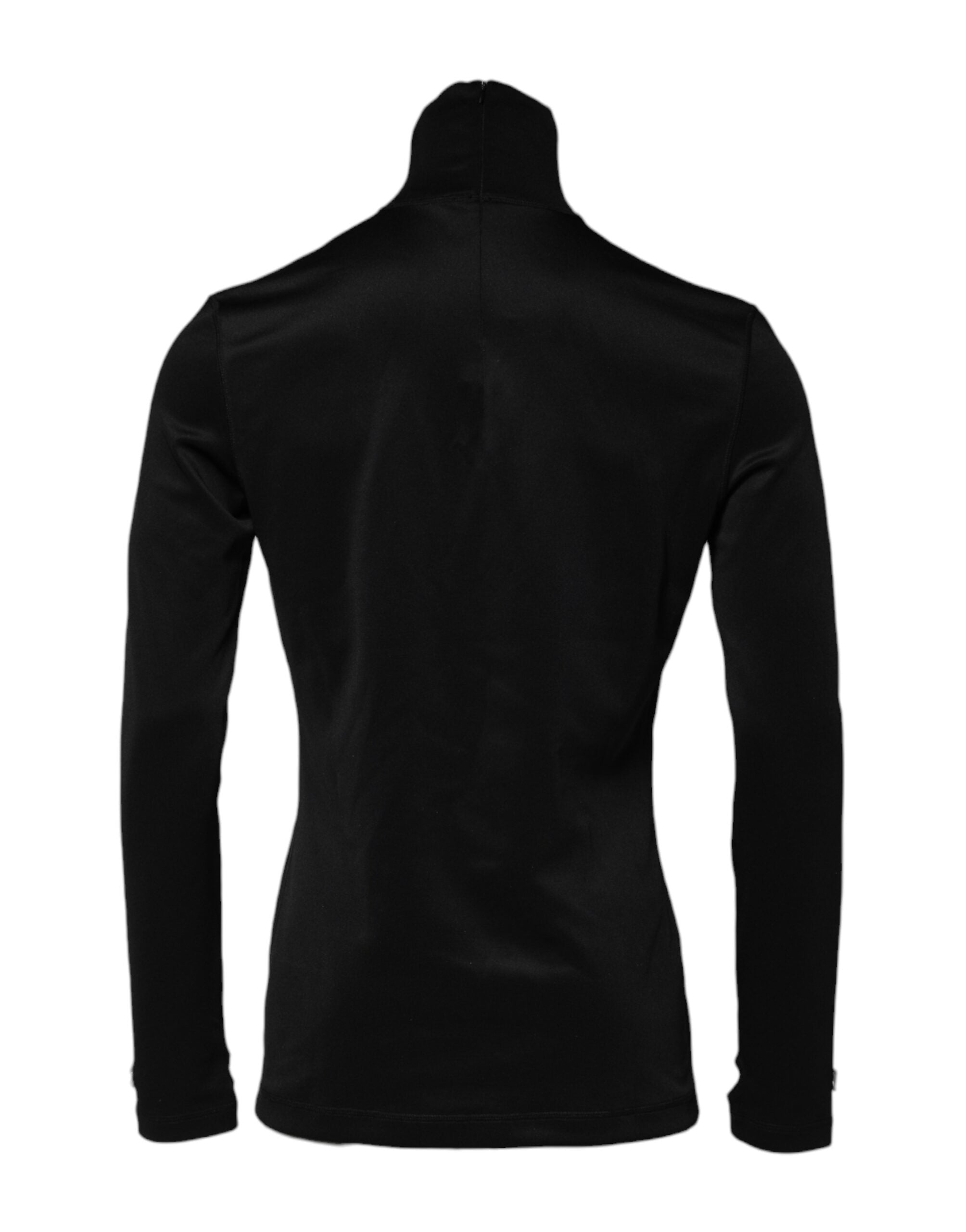Pull encolure roulée en polyester noir de Dolce & Gabbana, pull-over élégante et confortable pour homme ou femme.