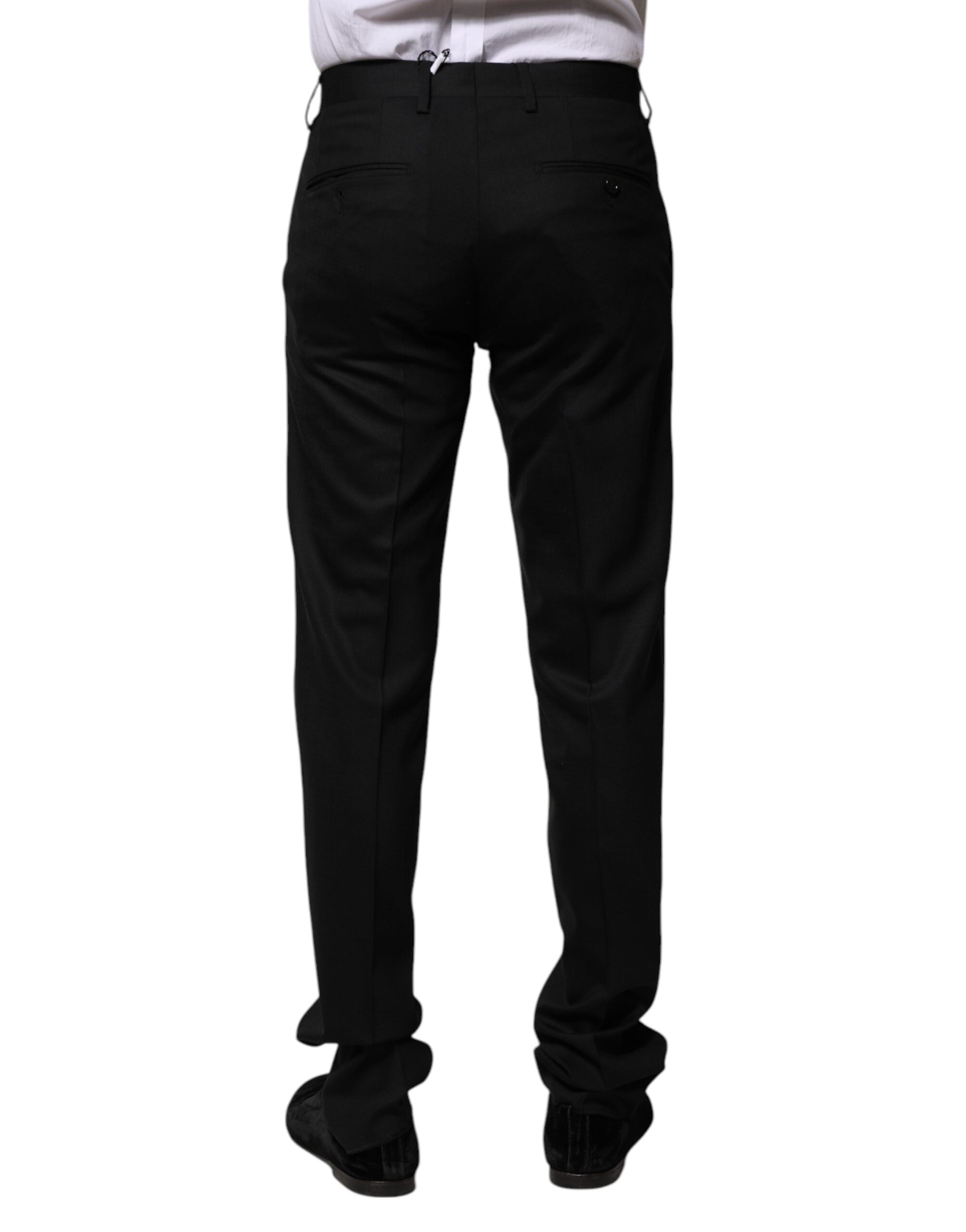 Pantalon formel en laine noire Dolce & Gabbana pour femme, coupe élégante et tissu de qualité visible sur l'image.