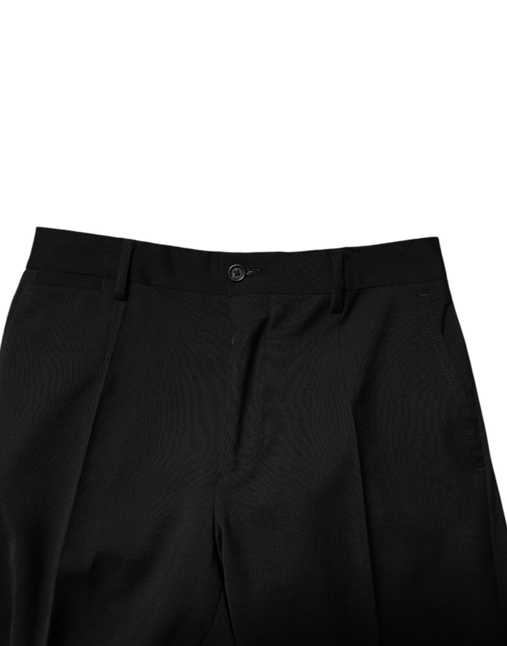 Pantalon homme Dolce & Gabbana en laine noire, coupe cropped et formelle, ajusté et élégant.