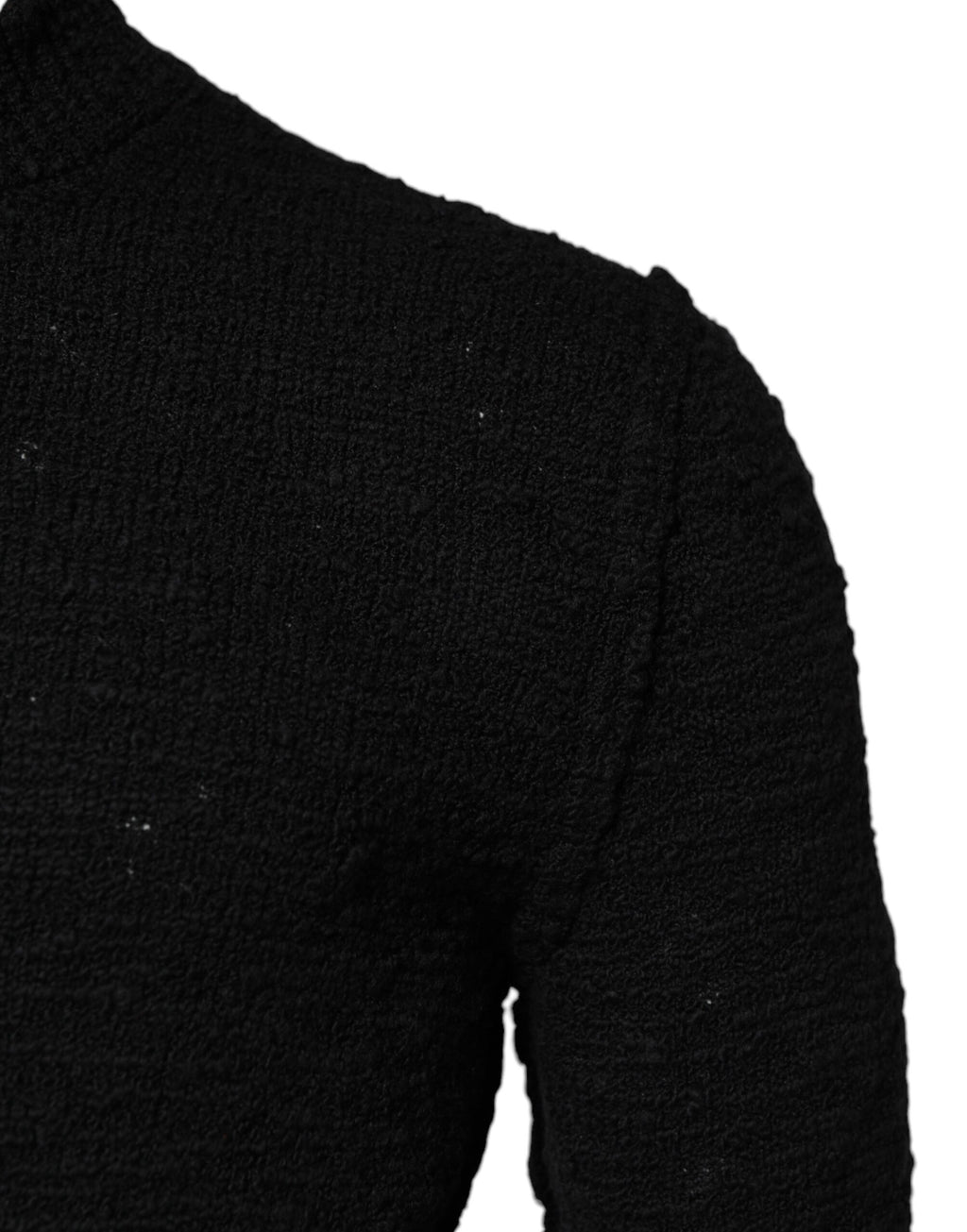 Pull en maille noire Dolce & Gabbana à col rond en laine, pull-over élégant avec texture douce visible.