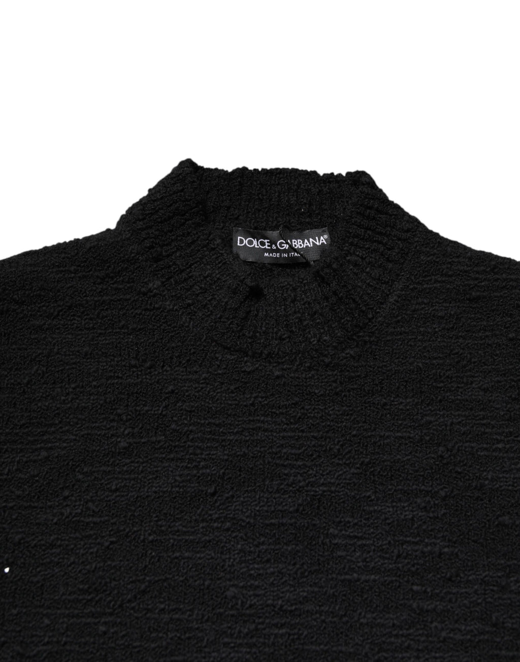 Pull à col rond en laine noire de Dolce & Gabbana, pull-over élégant avec texture douce et finition soignée.