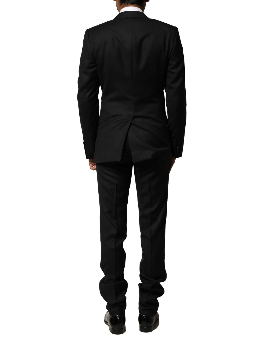 Costume formel en laine bleu Dolce & Gabbana MARTINI à deux pièces, élégant et sophistiqué, visible en détail sur l'image.