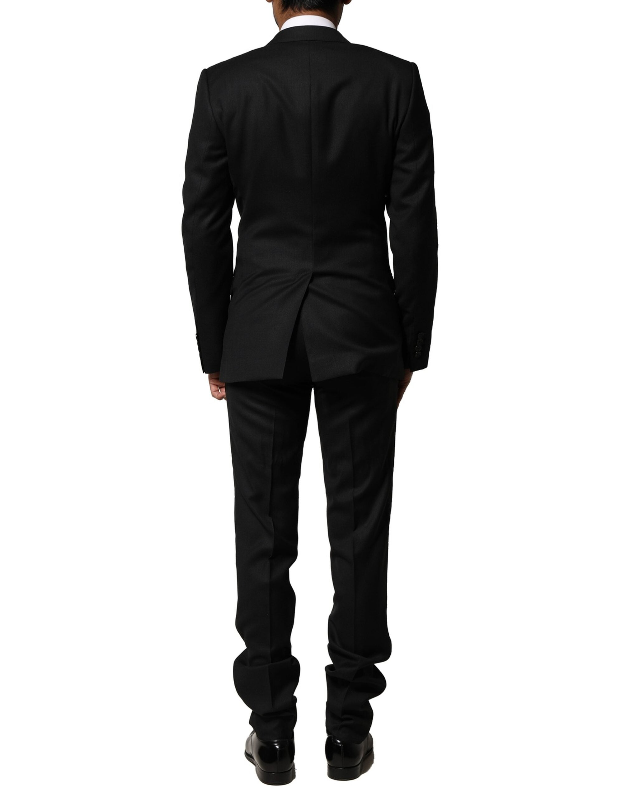 Costume formel en laine bleu Dolce & Gabbana MARTINI à deux pièces, élégant et sophistiqué, visible en détail sur l'image.