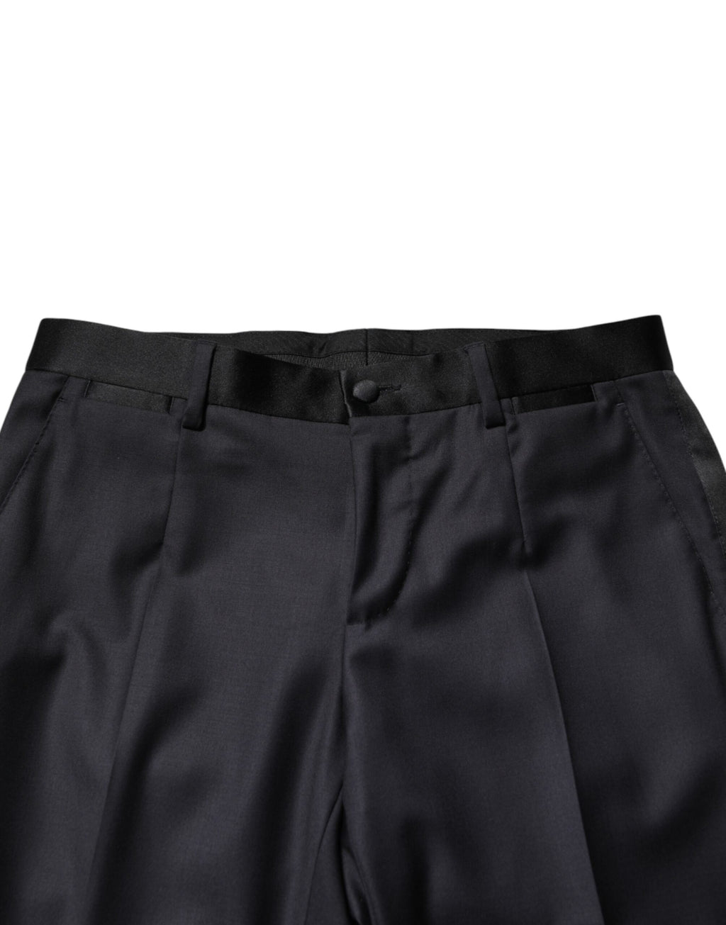 Costume pour homme Dolce & Gabbana en laine bleue, trois pièces, veste à un bouton et pantalon, élégant et classique.