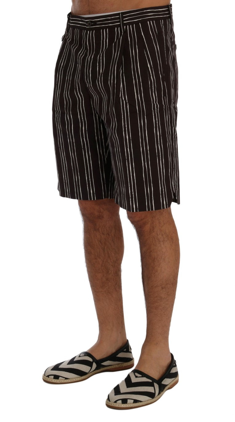 Shorts décontractés en chanvre à rayures blanches et bordeaux de Dolce & Gabbana, style casual et tendance.