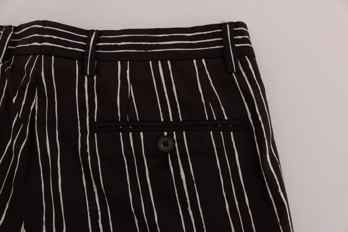 Shorts décontractés en chanvre blanc à rayures Bordeaux de Dolce & Gabbana, style casual et confortable pour l'été.
