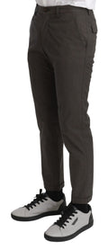 Pantalon homme décontracté marron Dolce & Gabbana en coton, style casual et confort, visible avec coupe droite et ceinture.