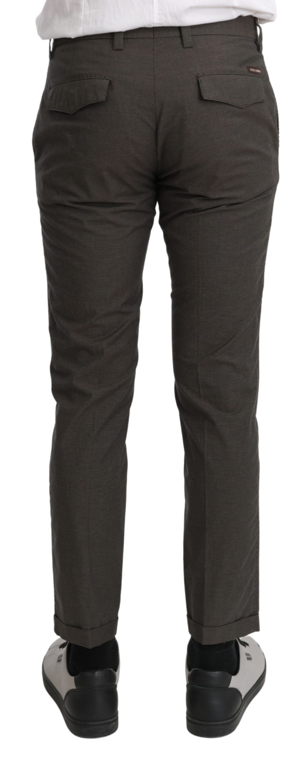 Pantalon homme décontracté marron en coton de la marque Dolce & Gabbana, style casual et confortable.