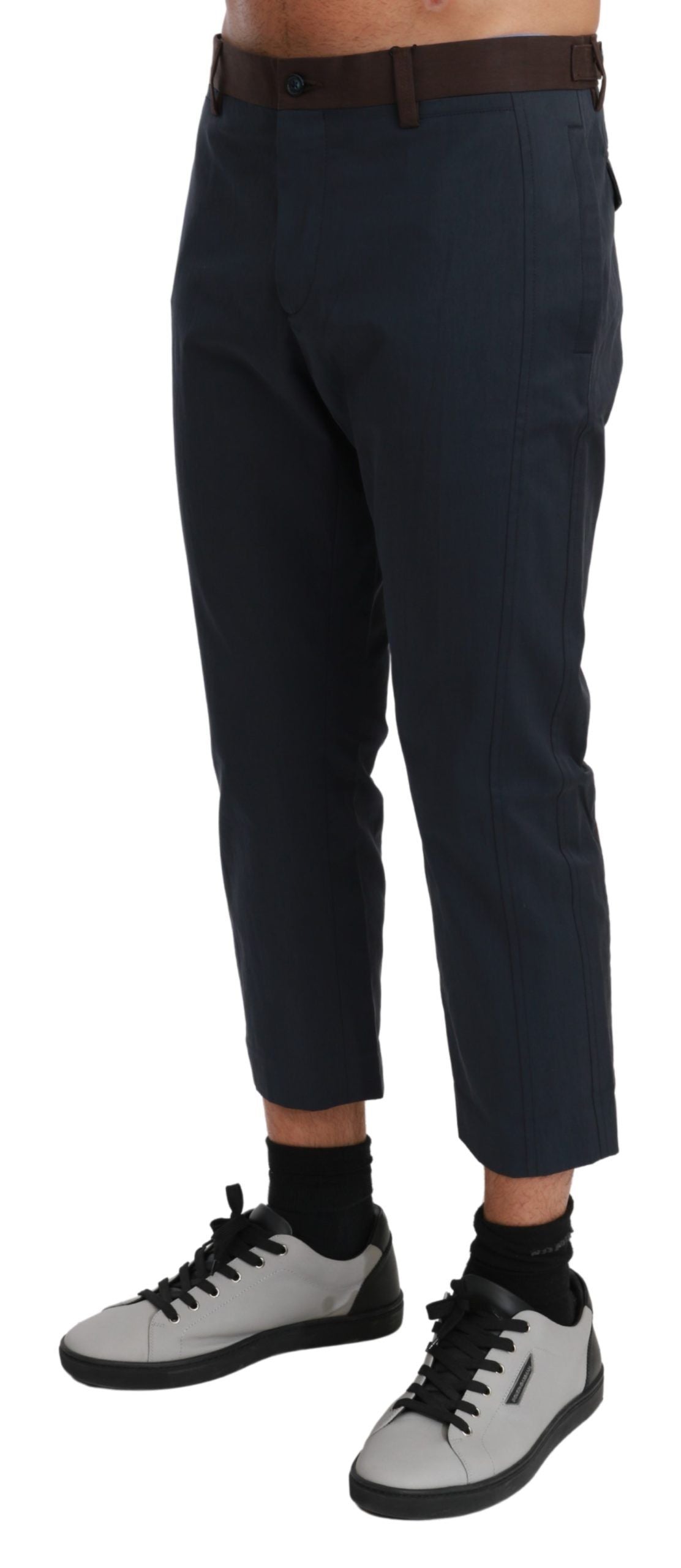 Pantalon cropped à rayures marron de Dolce & Gabbana, pantalon tendance pour femme avec motif élégant et style chic.