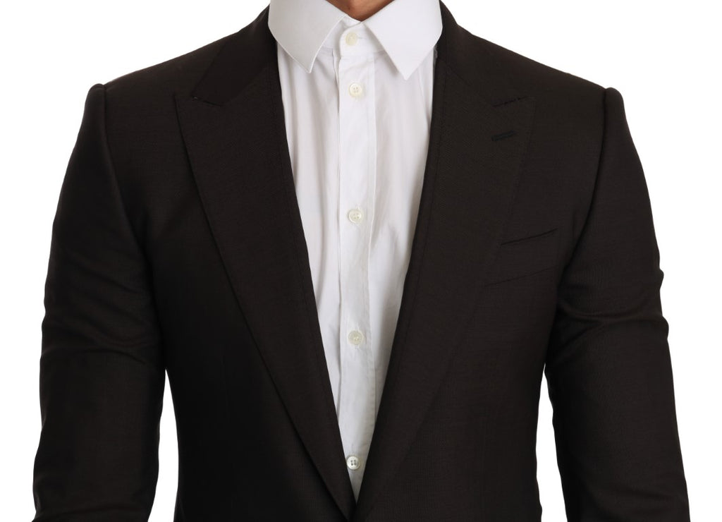 Veste en laine marron Dolce & Gabbana SICILIA, style manteau blazer, avec col et boutons visibles.