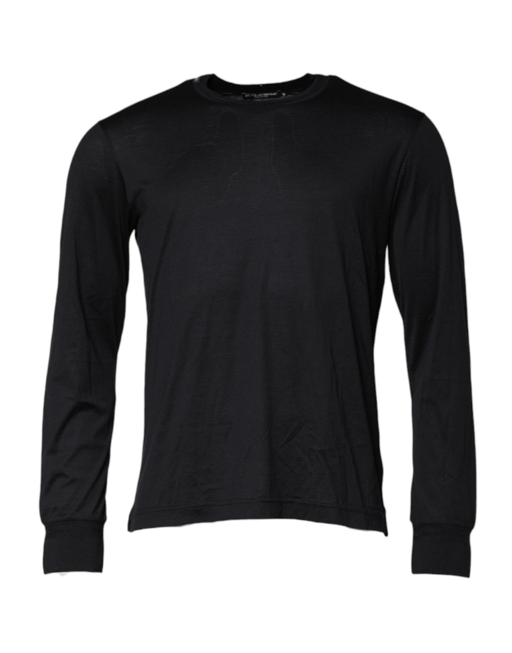Pull-over homme en soie bleu foncé de Dolce & Gabbana, col rond, style élégant et sophistiqué.
