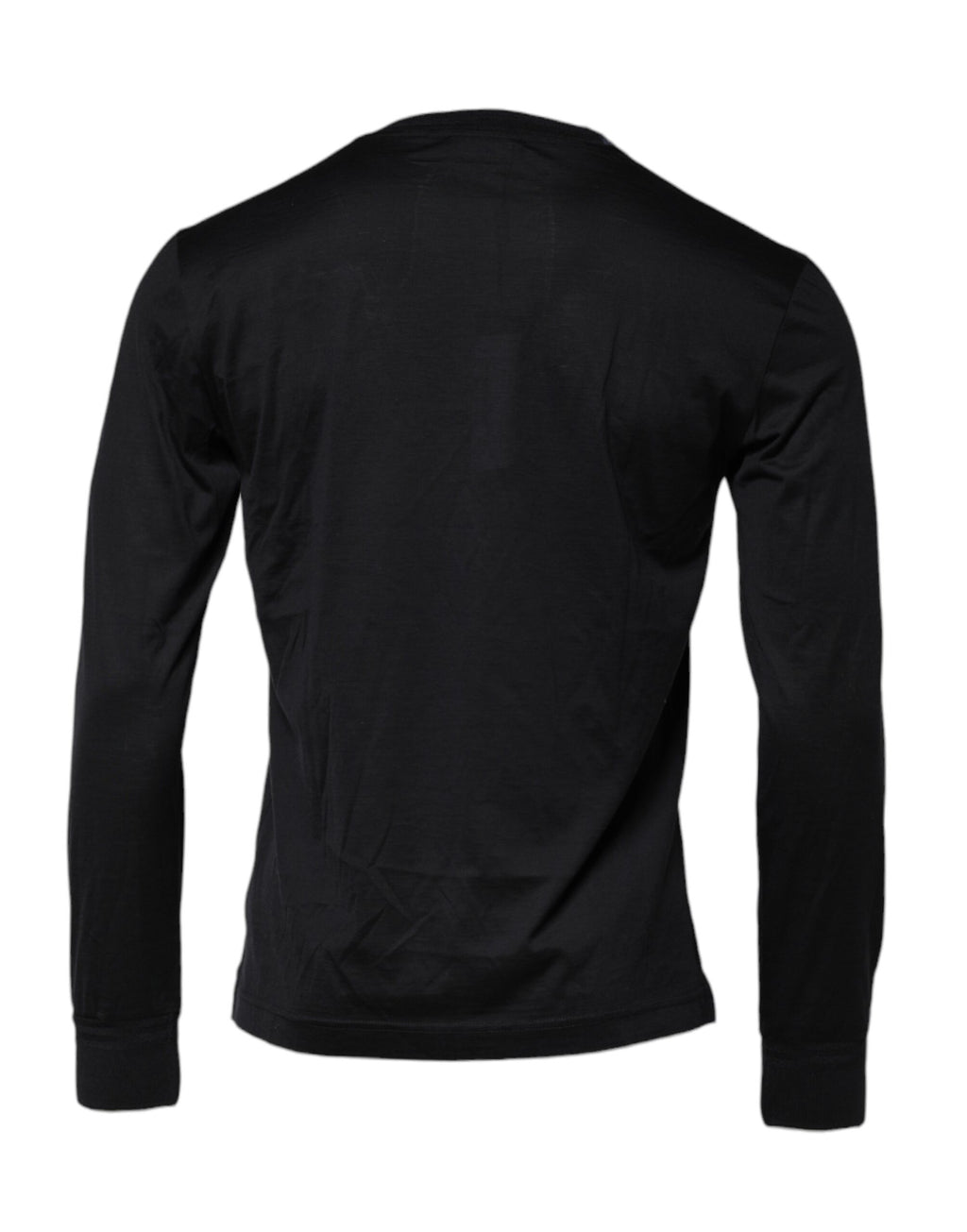 Pull en soie bleu foncé pour homme Dolce & Gabbana, col rond, élégant et confortable, visible en détail dans l'image.