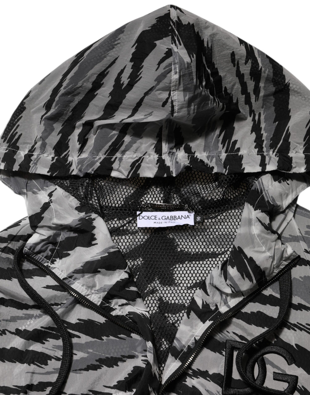 Sweat à capuche Dolce & Gabbana gris avec motif camouflage, veste décontractée en coton, style tendance et moderne.