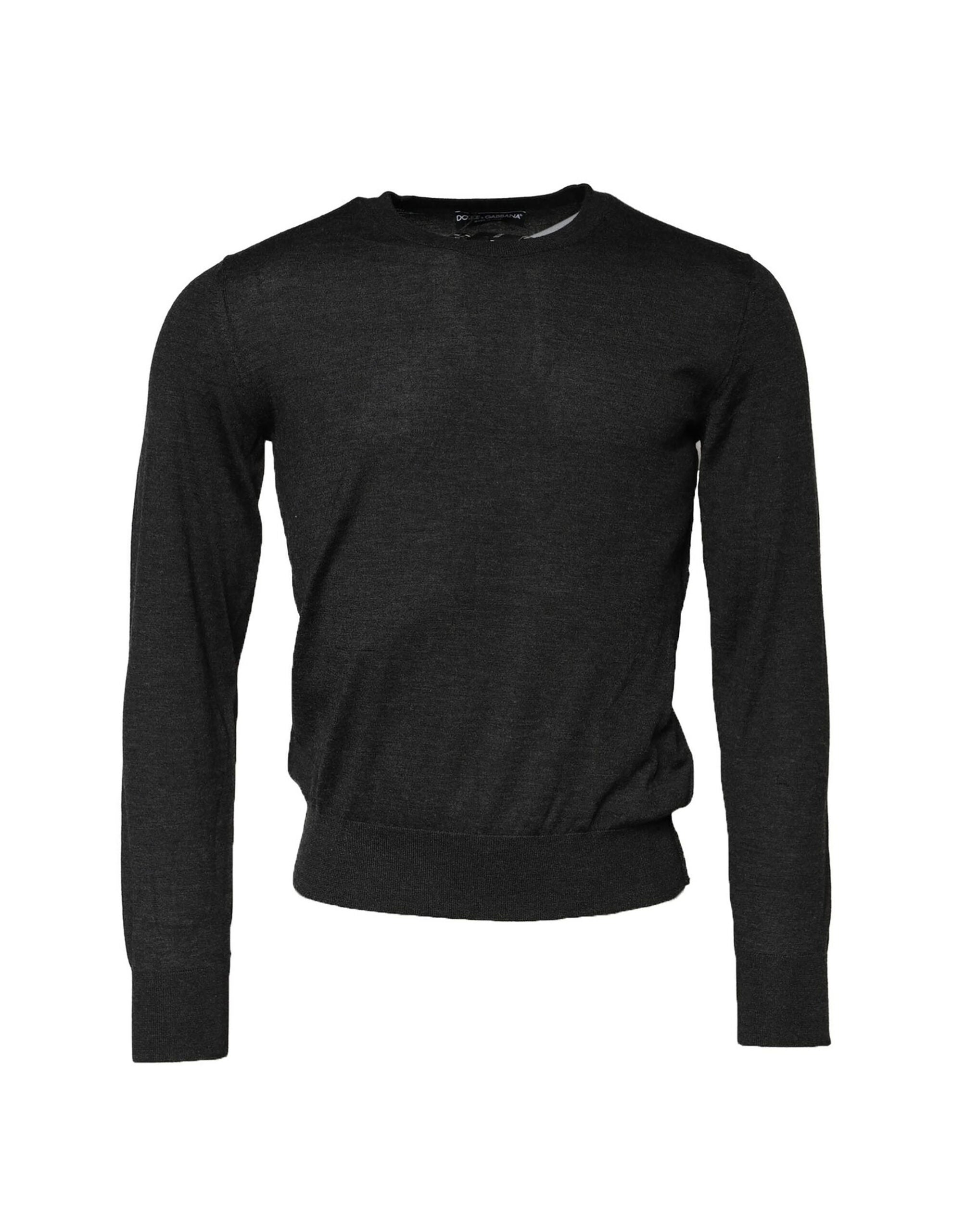 Sweatshirt en cachemire gris Dolce & Gabbana à col rond, confort et style élégant.