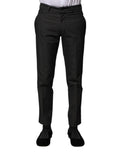 Pantalon formel en coton gris à motif de la marque Dolce & Gabbana, vue de face avec détails de couture.