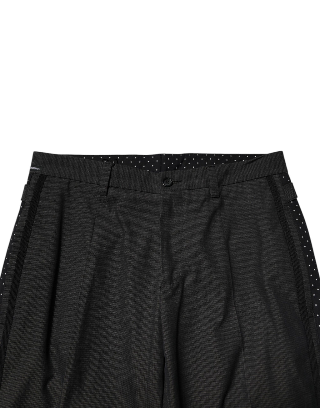 Pantalon formel en coton gris à motif de Dolce & Gabbana, style élégant et sophistiqué.