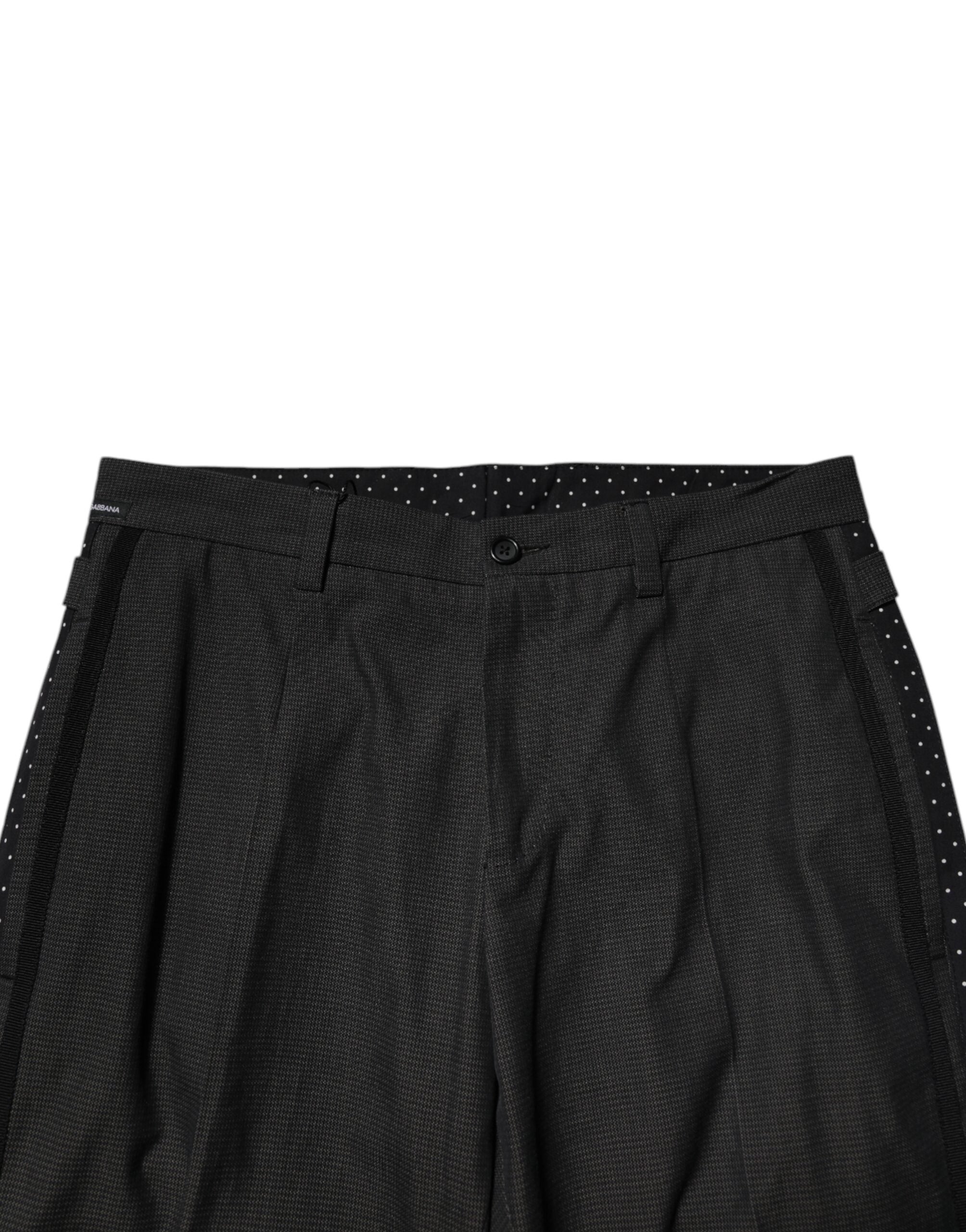 Pantalon formel en coton gris à motif de Dolce & Gabbana, style élégant et sophistiqué.