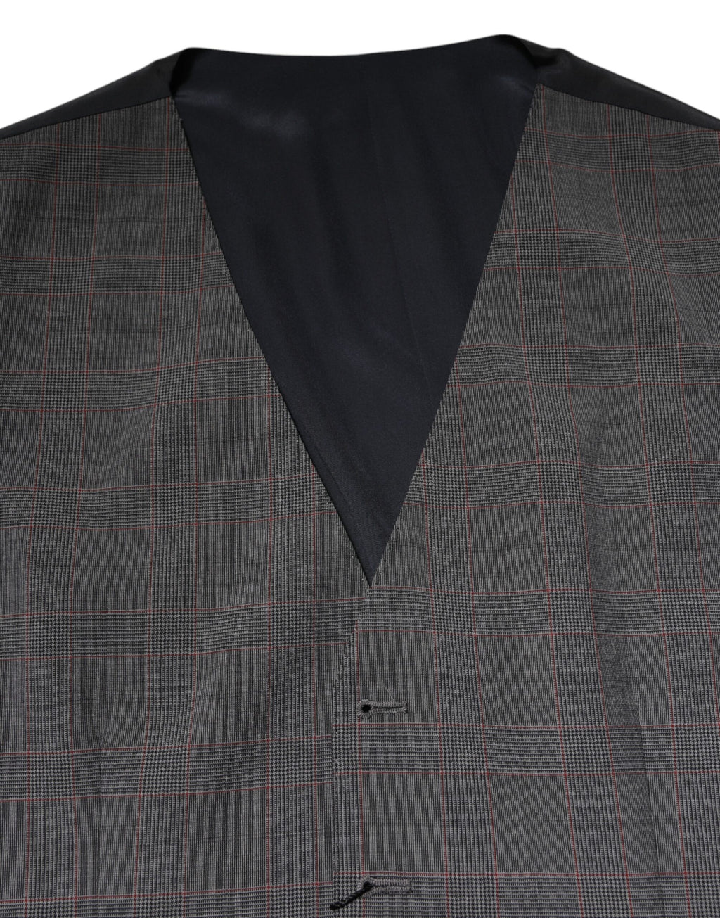 Gilet formel en laine à carreaux gris de Dolce & Gabbana, veste élégante avec coupe ajustée et détails sophistiqués.