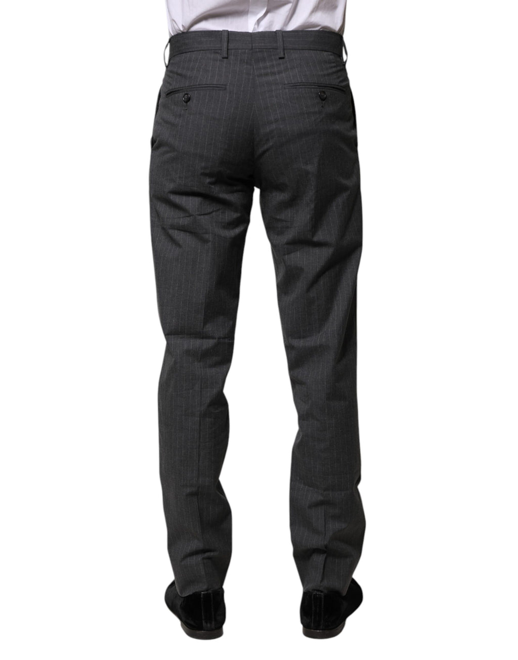 Pantalons formels en coton gris rayé de Dolce & Gabbana, élégants et confortables, pour homme.