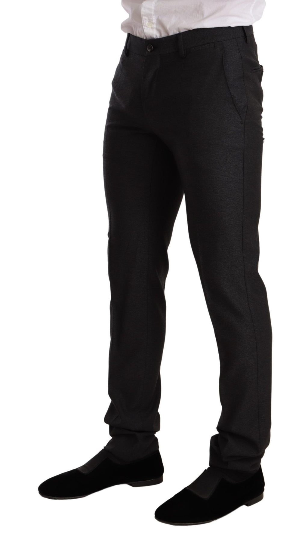 Costume slim fit en laine grise Dolce & Gabbana Martini, veste et pantalon élégants avec détails sophistiqués.