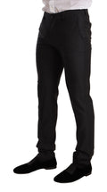 Costume slim fit en laine grise Dolce & Gabbana Martini, veste et pantalon élégants avec détails sophistiqués.