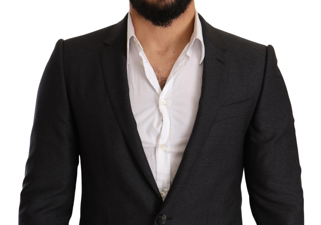 Costume slim fit en laine grise Dolce & Gabbana MARTINI, veste et pantalon élégants pour homme.