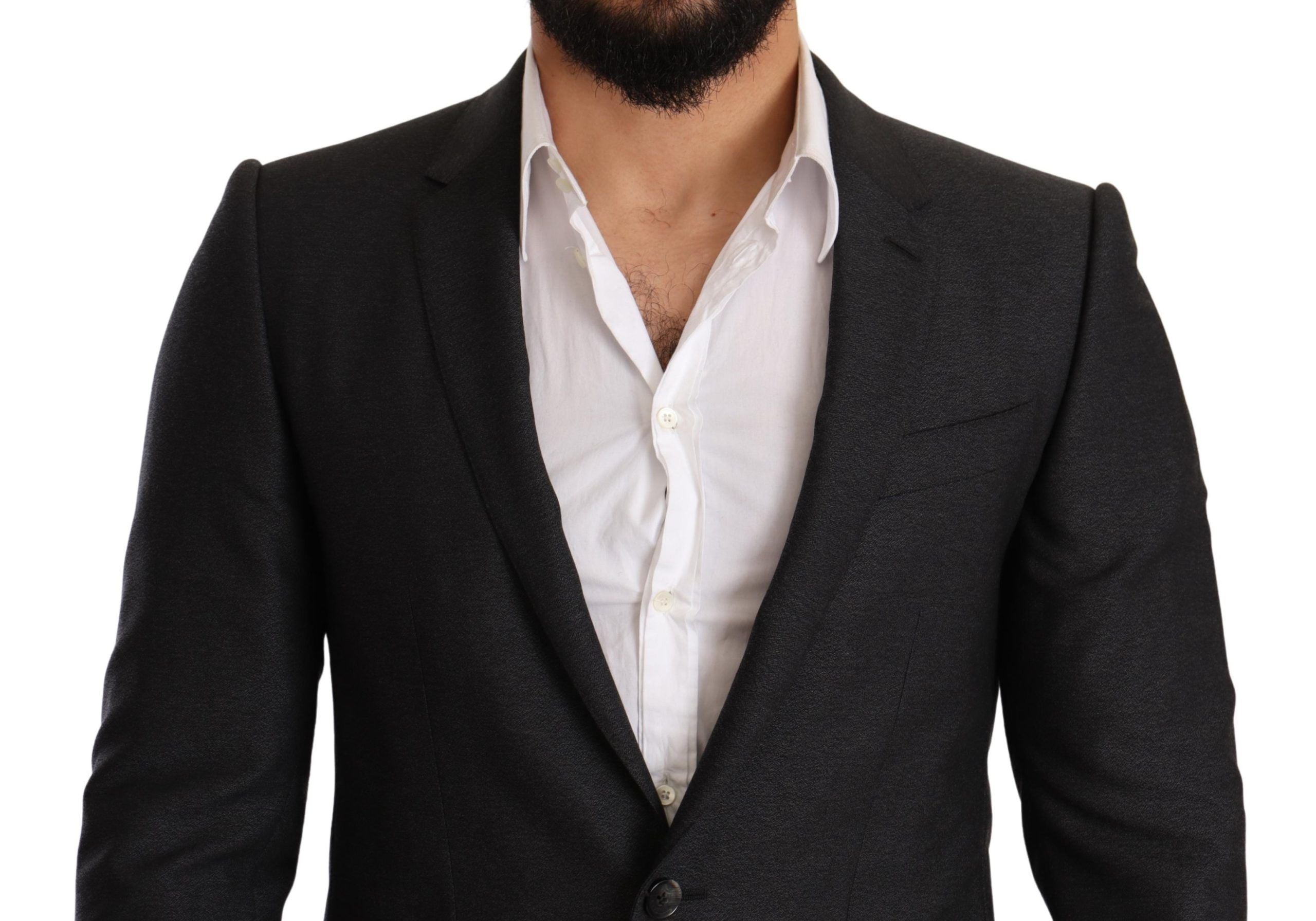 Costume slim fit en laine grise Dolce & Gabbana MARTINI, veste et pantalon élégants pour homme.