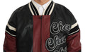 Veste en cuir noire et rouge Dolce & Gabbana pour club lounge, avec design élégant et détails sophistiqués.