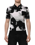 Polo Dolce & Gabbana multicolore avec col en camouflage, t-shirt pour homme, vue de face avec motif coloré.
