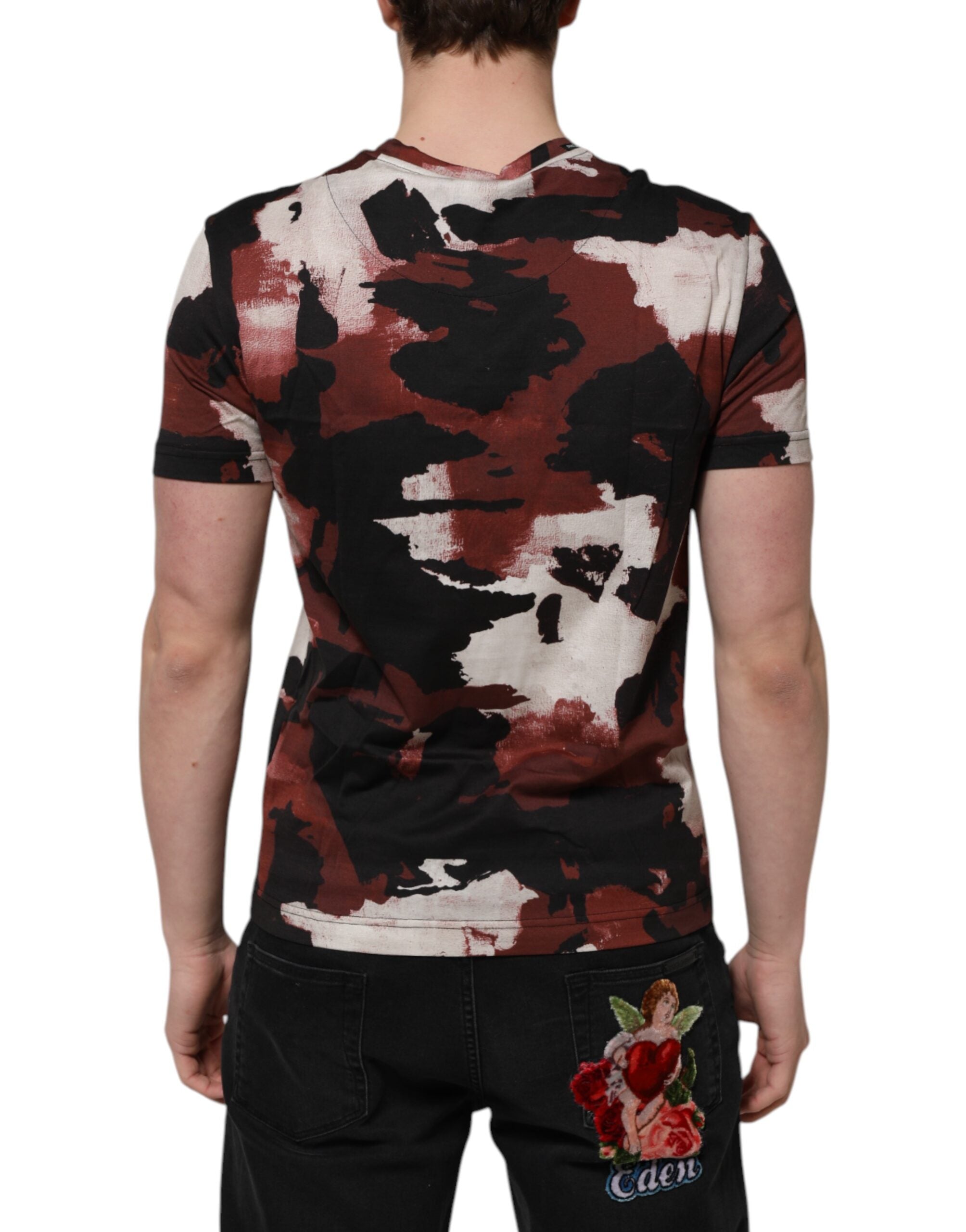 T-shirt à col rond Dolce & Gabbana pour homme à motif camouflage multicolore, style décontracté et moderne.