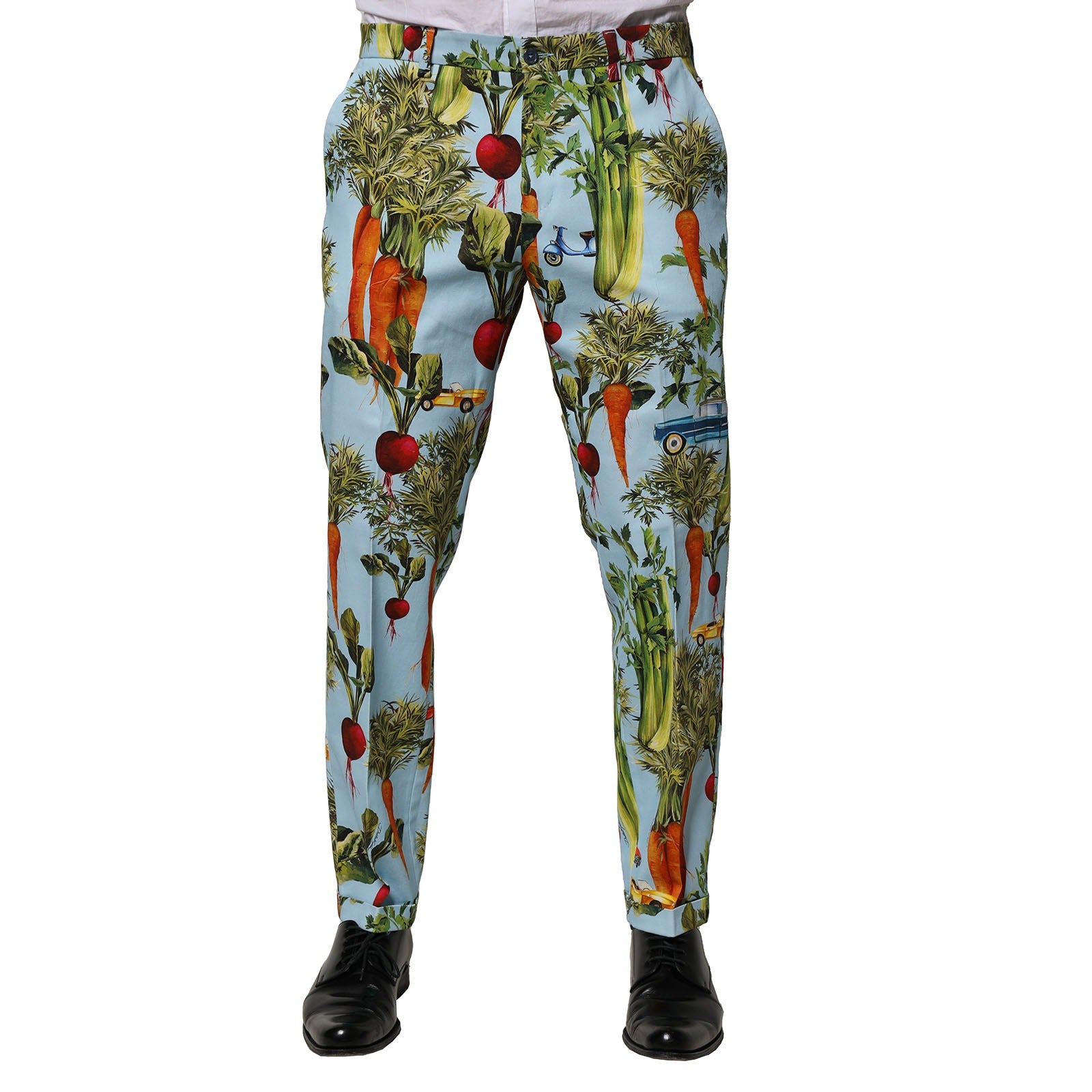 Pantalons pour homme Dolce & Gabbana en coton multicolore, coupe tapered, détails stylés et élégants.