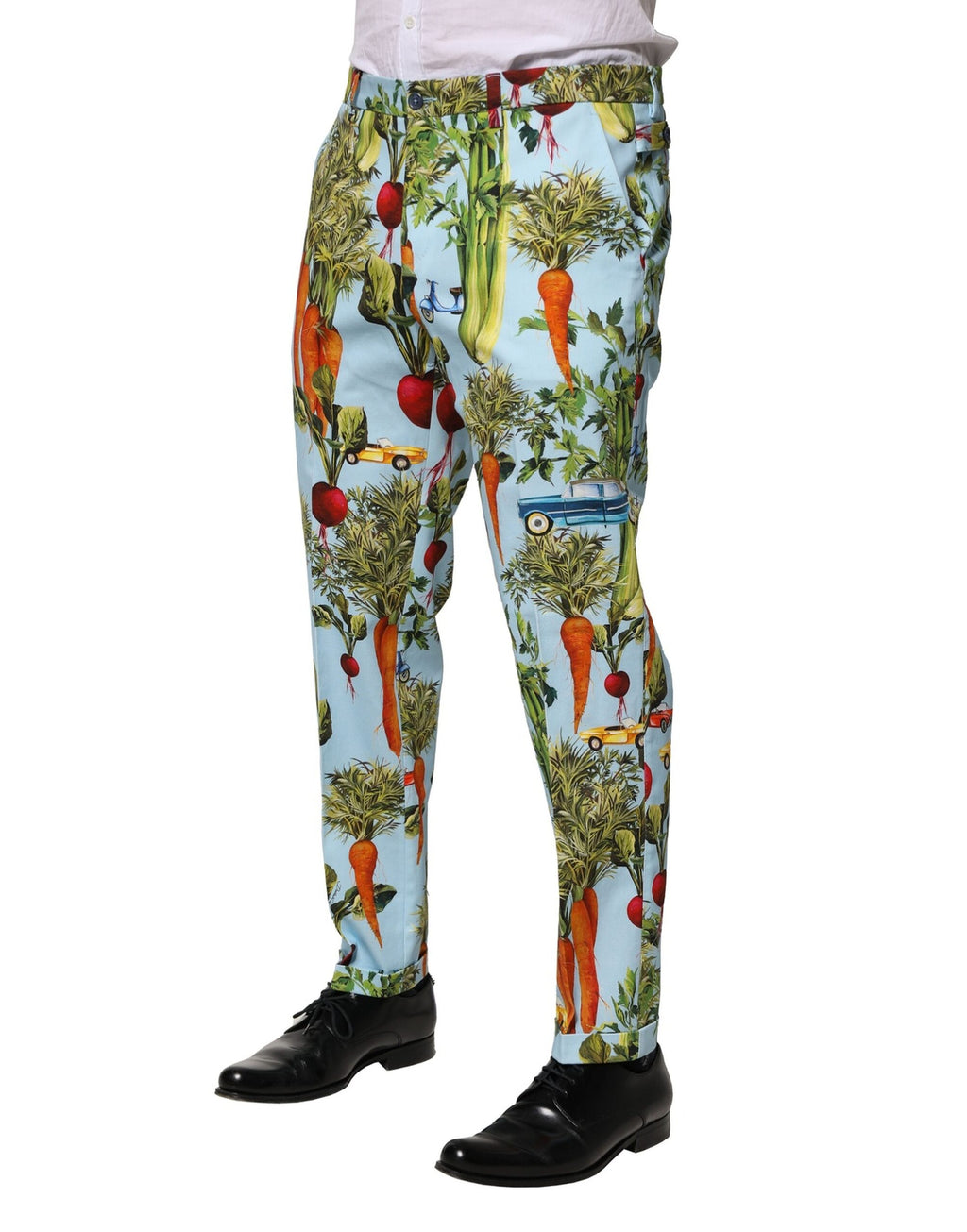 Pantalon homme Dolce & Gabbana en coton multicolore, coupe tapered, avec détails modernes et style élégant.