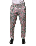 Pantalons Dolce & Gabbana en jacquard multicolore avec motif floral, vue de face, détails colorés et élégants.