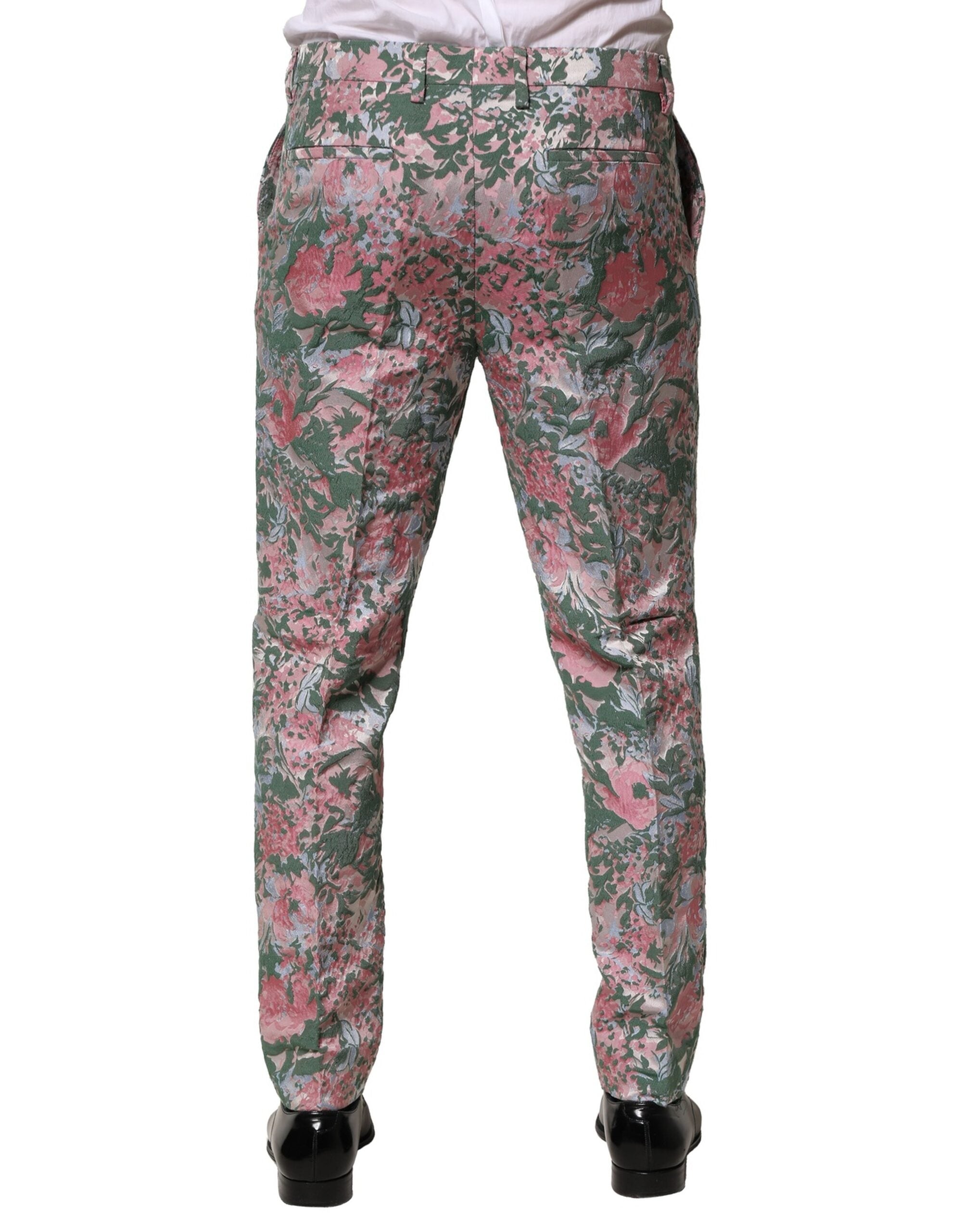 Pantalon multicolore en jacquard floral de Dolce & Gabbana, design élégant et coloré pour un look sophistiqué.