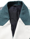 Veste en lin à carreaux multicolores Dolce & Gabbana, double boutonnage, style patchwork, élégante et tendance.