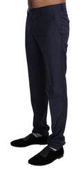 Pantalon formel homme Dolce & Gabbana en bleu marine, pantalon de costume élégant avec coupe classique et détails soignés.