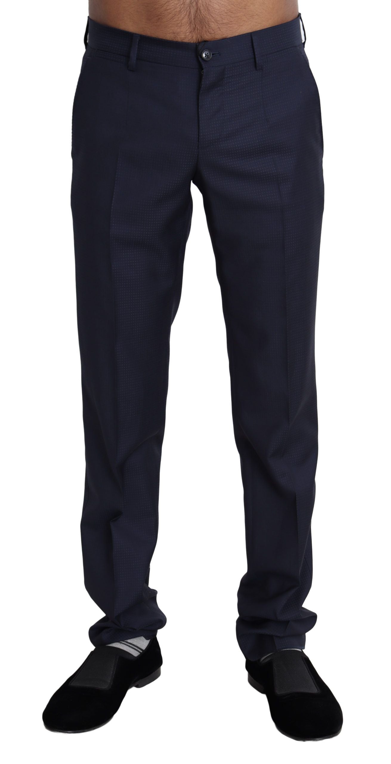 Pantalon formel bleu marine Dolce & Gabbana pour homme, pantalon de costume élégant avec coupe classique.