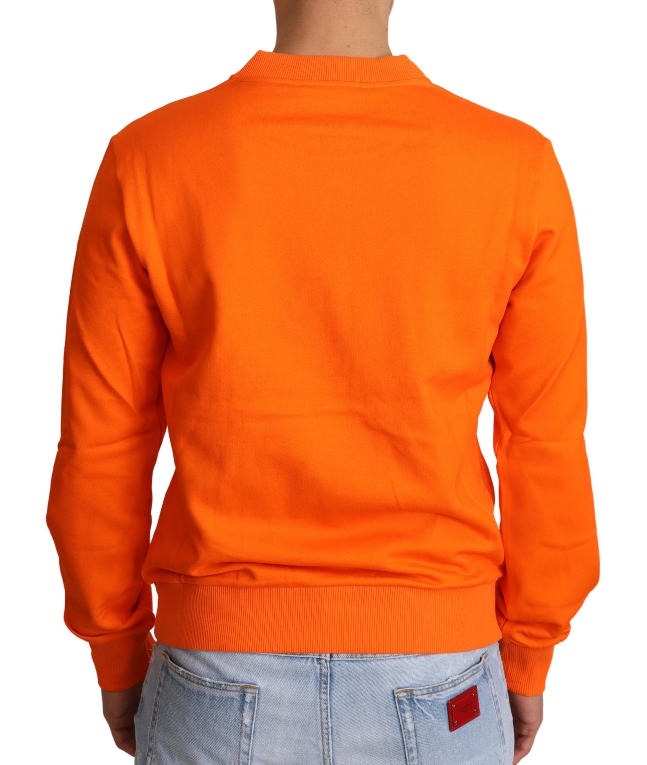 Pull-over coton orange King Ceasar de Dolce & Gabbana, sweatshirt à manches longues et logo visible.