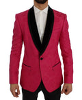 Veste blazer slim en brocart floral rose Dolce & Gabbana avec finition élégante et détails sophistiqués.