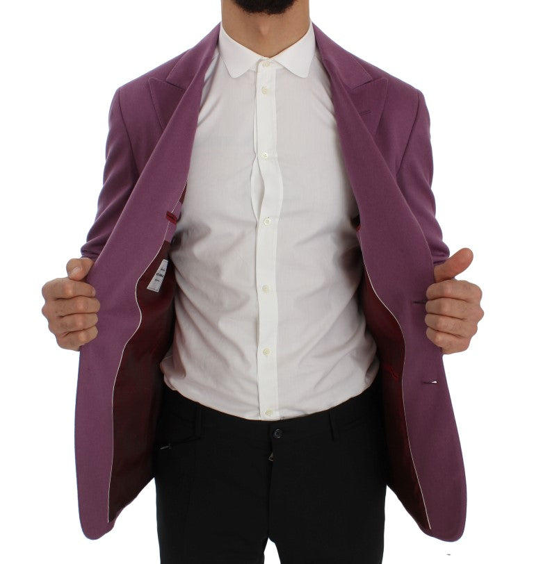 Veste blazer slim fit en cachemire violet de Dolce & Gabbana, élégante et sophistiquée, portée sur un mannequin.