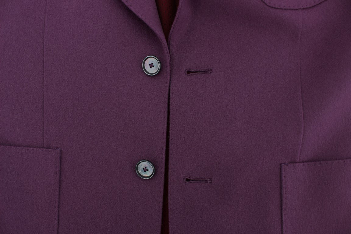 Veste blazer slim en cachemire violet Dolce & Gabbana, coupe élégante et ajustée, douceur et style sophistiqué.