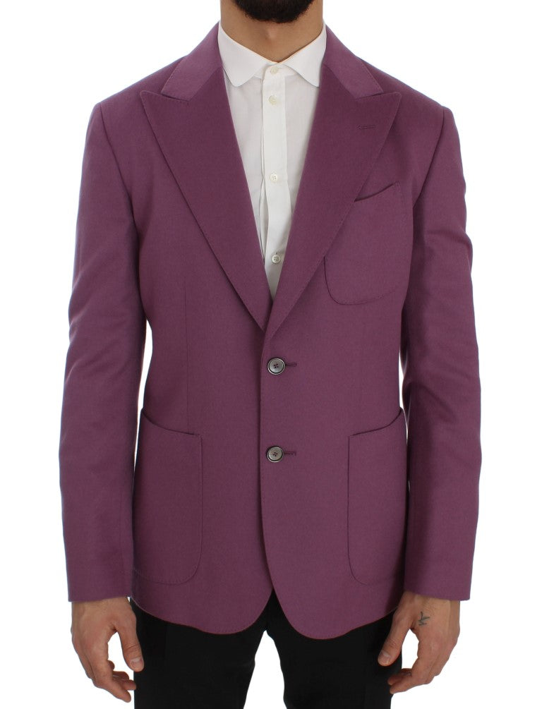 Blazer slim en cachemire violet de Dolce & Gabbana, veste élégante en style ajusté avec col classique et boutons.