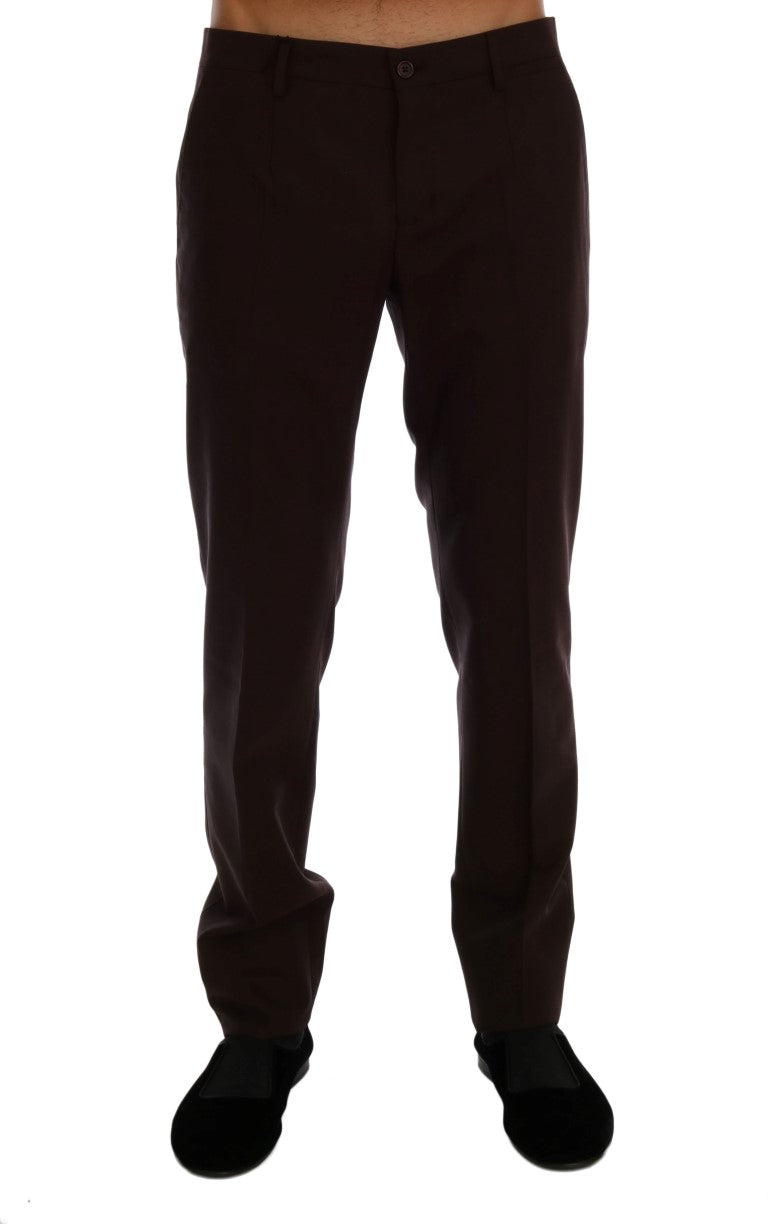 Pantalon formel en laine stretch violet de Dolce & Gabbana, coupe élégante et sophistiquée.