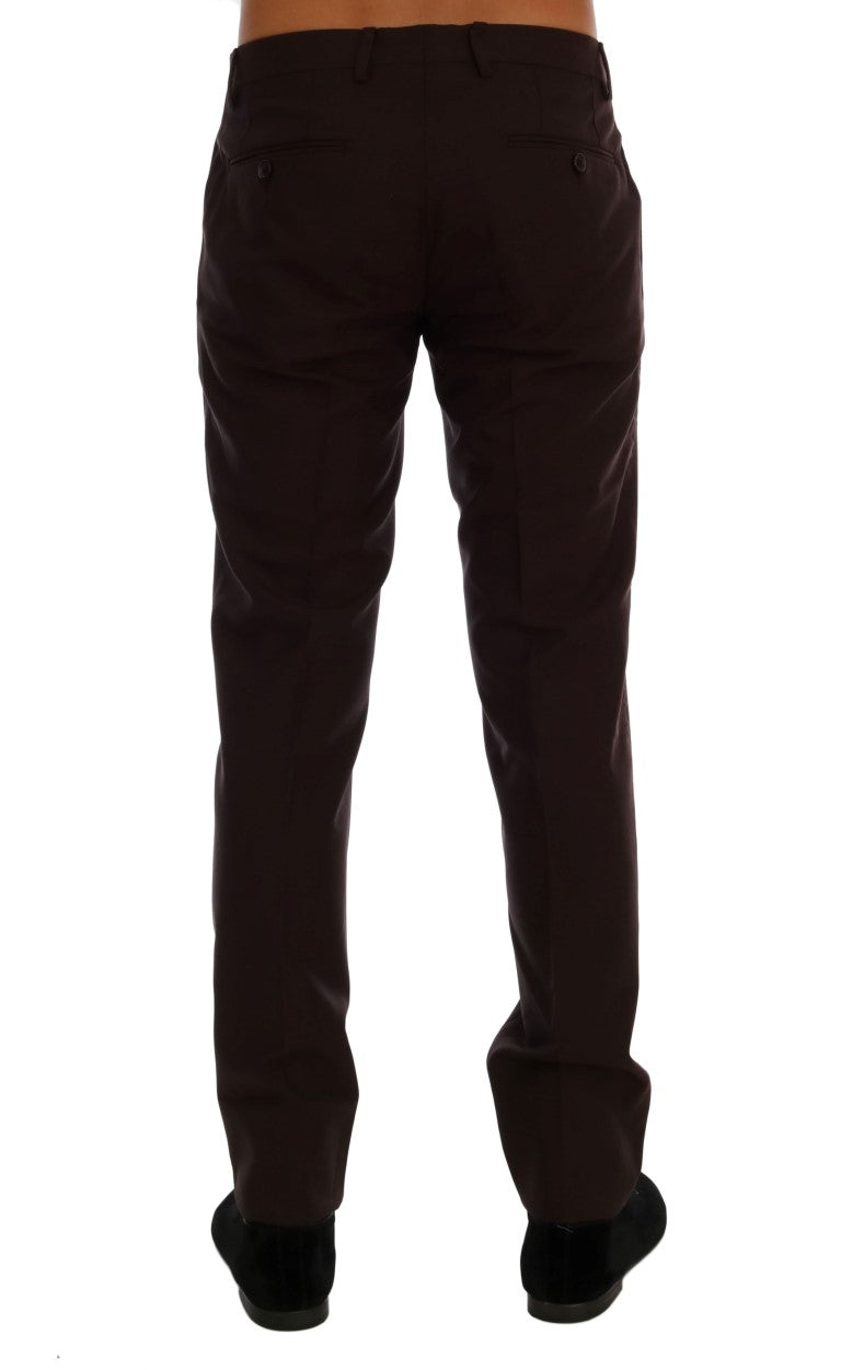 Pantalons de costume en laine stretch violette Dolce & Gabbana, style formel, coupe ajustée et élégante.